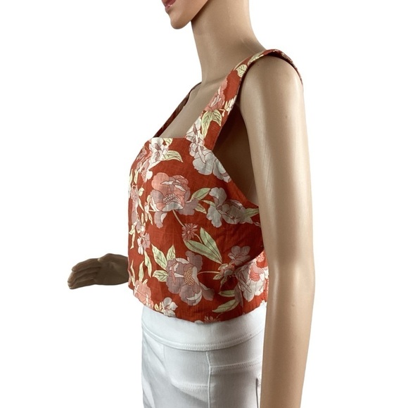 The Normal Brand Sonoran Slub Square Neck Tank Size M Cayenne Floral Print - Picture 3 of 7